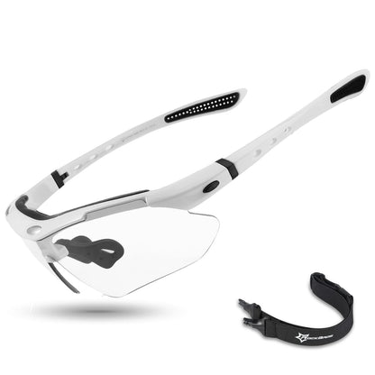 Photochrome Sport-Sonnenbrille mit abnehmbarem Gummiband