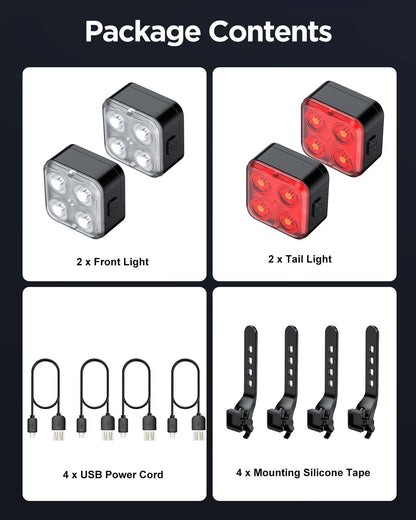 Fahrradlichter-Set, IPX4 wasserdicht