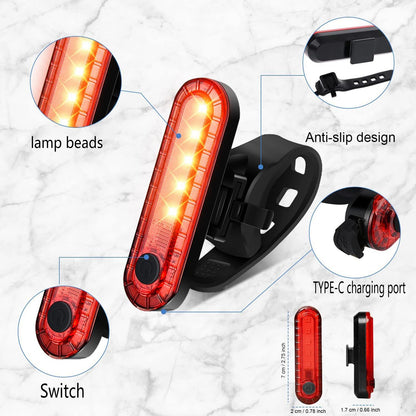 Bicycle Rear Light USB-C Rechargeable LED