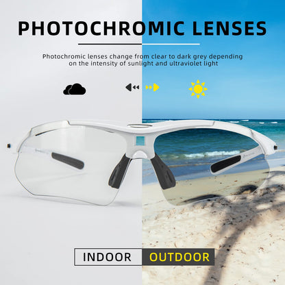 Photochrome Sport-Sonnenbrille mit abnehmbarem Gummiband