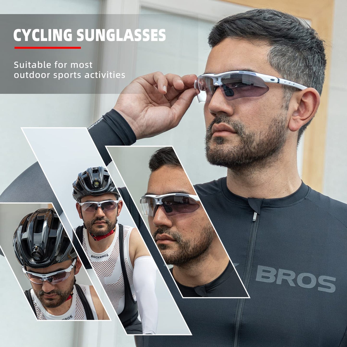 Photochromic Sports Sunglasses with Removable Elasctic Band